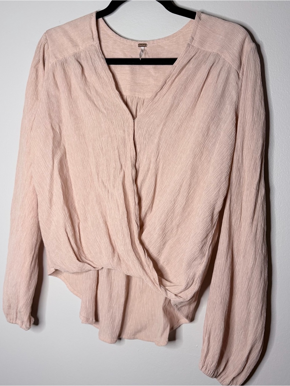 Free People Blush Pink Draped Wrap-Front Blouse